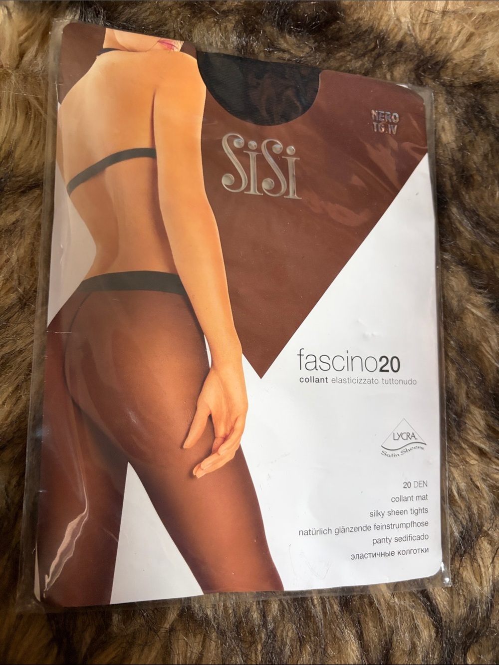 SiSi Fascino20 Silky Sheen Tights Sheer To The Waist Higienic Gusset Large Nero